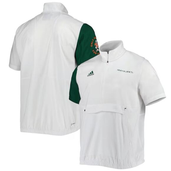 Men's adidas White Miami Hurricanes M STM AEROREADY Half-Zip Jacket - Picture 4 of 11